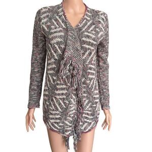 Lucky Brand Open Cardigan Long Sleeve Sweater Soft Fringe Size S cotton blend